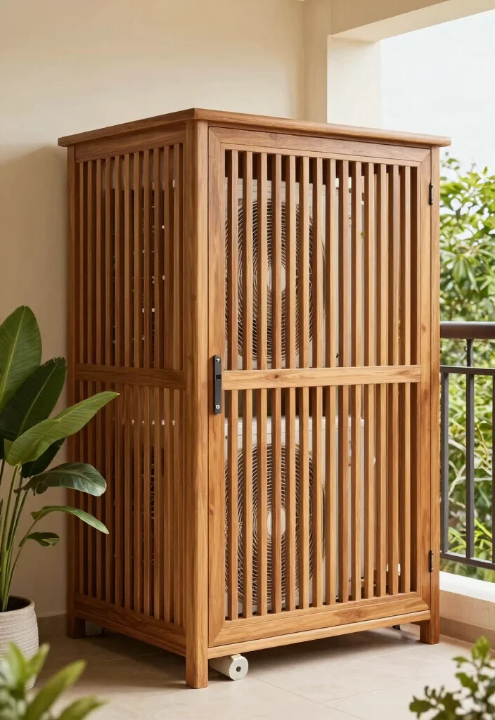 15 AC Outdoor Unit in Balcony Ideas That Hide It Beautifully - 8. Custom-Built Enclosures 1