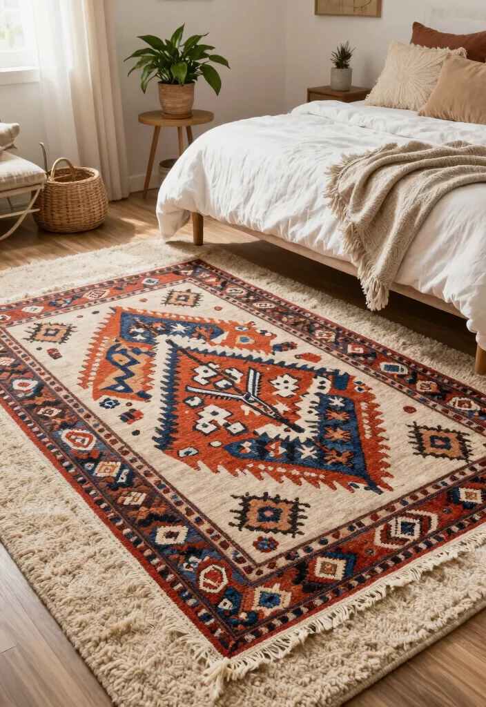 15 Bedroom Rug Aesthetic Ideas That Elevate Your Space - 1. Layered Textures for a Cozy Feel 1