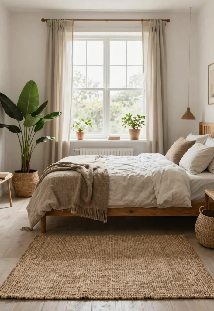 15 Bedroom Rug Aesthetic Ideas That Elevate Your Space - 3. Natural Fibers for Eco-Friendly Elegance 1