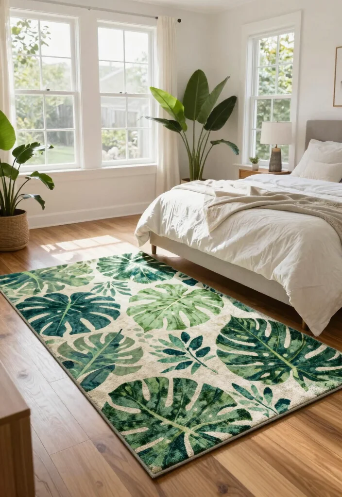 15 Bedroom Rug Aesthetic Ideas That Elevate Your Space - 8. Outdoor-Inspired Rugs for a Fresh Look 1