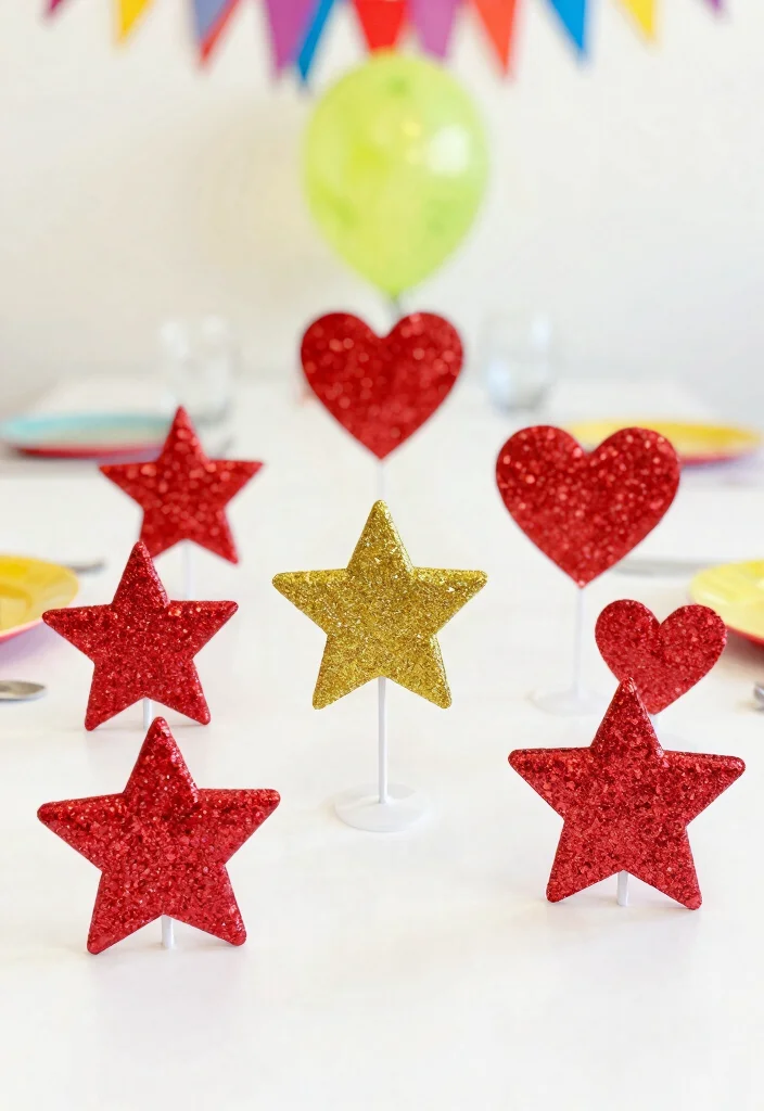 15 Stand de Glitter Para Fiestas Ideas With Sparkly Fun - 12. Unique Shape Glitter Stands 1