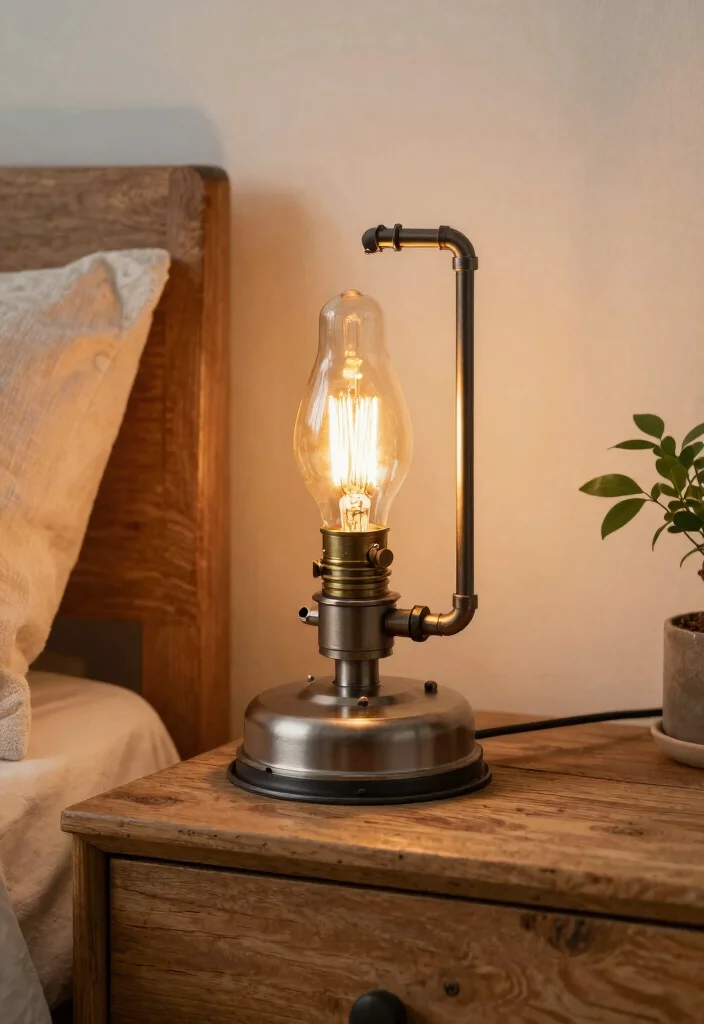 16 Aesthetic Lamp Night Ideas With Cozy Glow Vibes - 8. Industrial Pipe Lamp 1