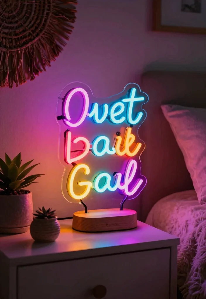 16 Aesthetic Lamp Night Ideas With Cozy Glow Vibes - 9. LED Neon Sign Lamp 1