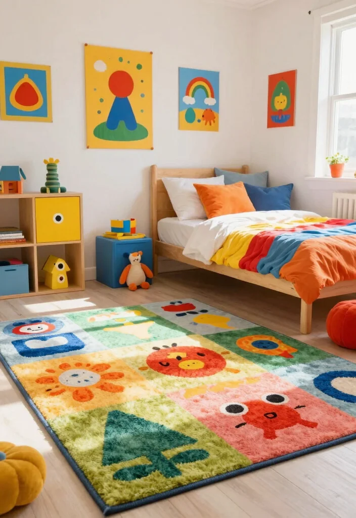 16 Animal Crossing Rug Design Ideas for a Cute Island - 13. Bold Color Pops 1