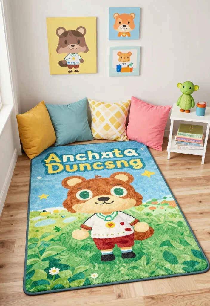 16 Animal Crossing Rug Design Ideas for a Cute Island - 14. Playful Text Elements 1