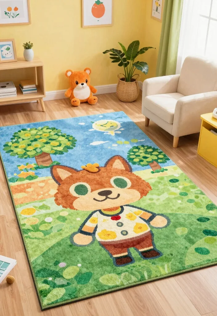 16 Animal Crossing Rug Design Ideas for a Cute Island - 2. Character-Centric Designs 1