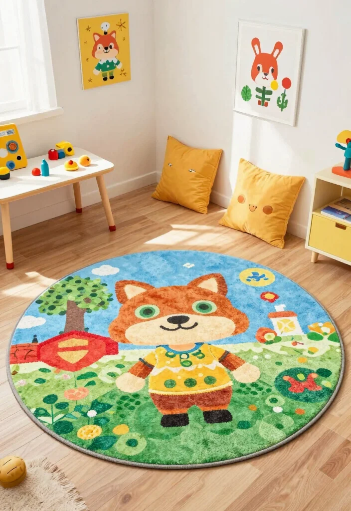 16 Animal Crossing Rug Design Ideas for a Cute Island - 6. Round Rugs 1