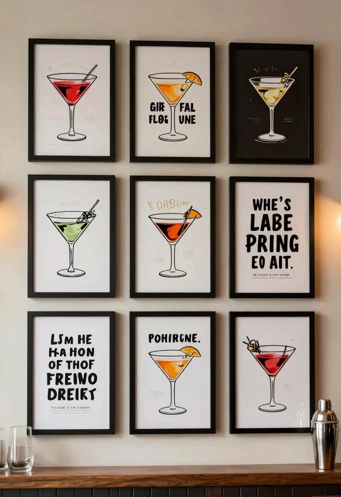 16 Martini Wall Art Ideas With Retro Glam Touch - 10. Martini-Themed Typography Posters 1