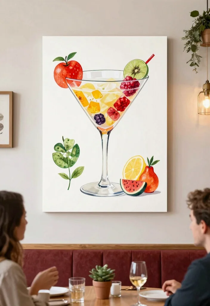 16 Martini Wall Art Ideas With Retro Glam Touch - 15. Seasonal Martini Art Displays 1