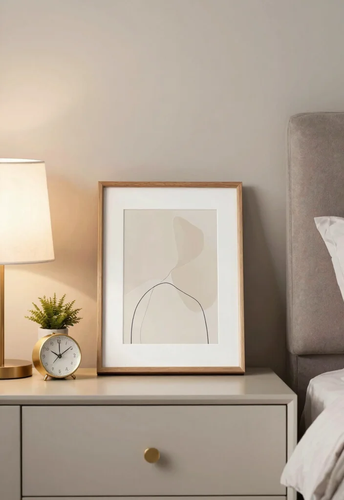 16 Nightstand Styling Ideas That Look Effortlessly Chic - 2. Minimalist Artwork 1