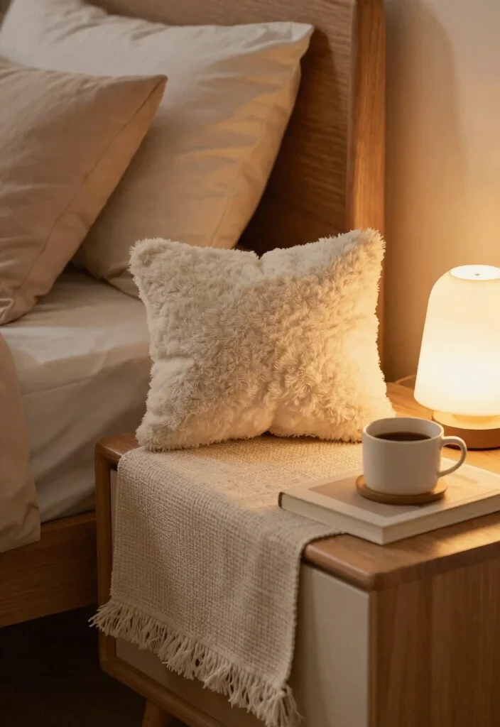 16 Nightstand Styling Ideas That Look Effortlessly Chic - 6. Cozy Textiles 1
