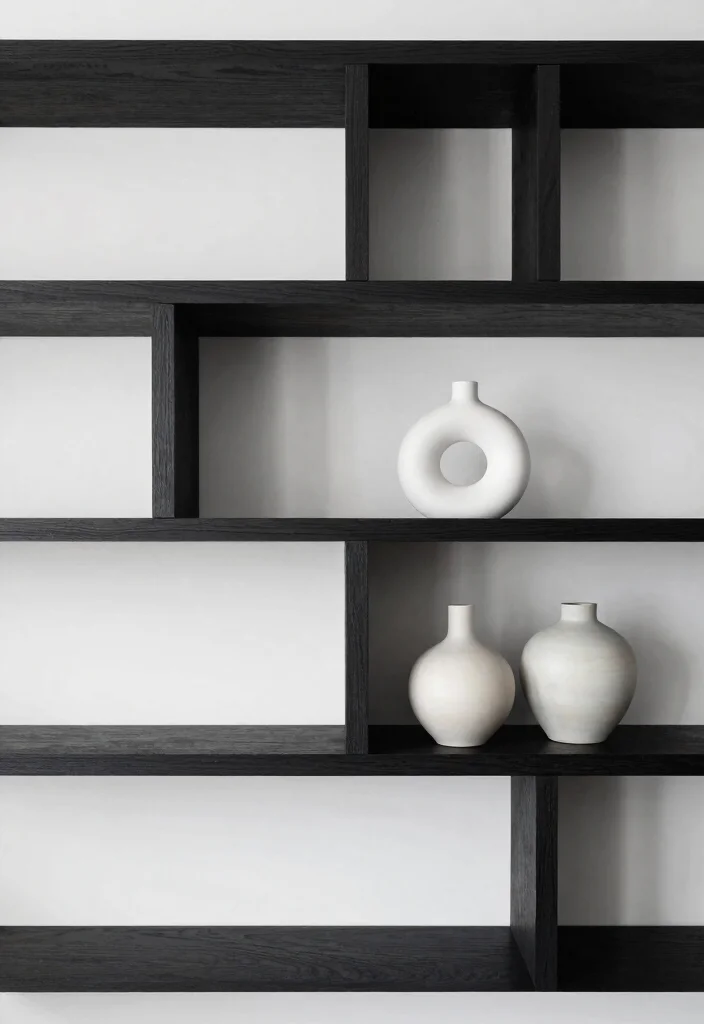16 Wall Shelf Decor Ideas That Transform Blank Walls - 10. High-Contrast Designs 1