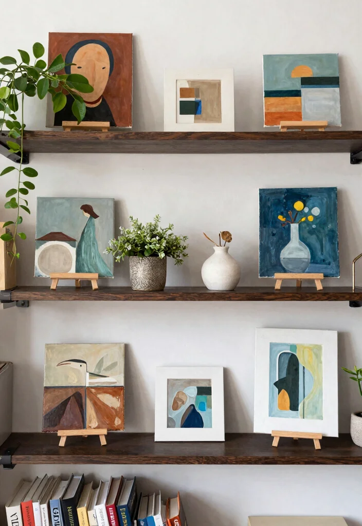 16 Wall Shelf Decor Ideas That Transform Blank Walls - 12. Incorporating Artwork 1