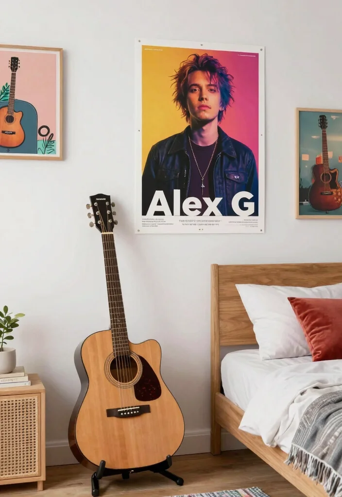 17 Alex G Poster Ideas for an Indie Aesthetic Room - 15. Musical Instruments Display 1