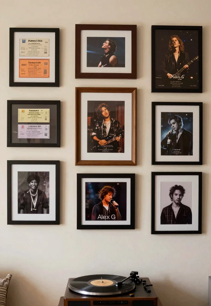 17 Alex G Poster Ideas for an Indie Aesthetic Room - 9. Framed Concert Memories 1