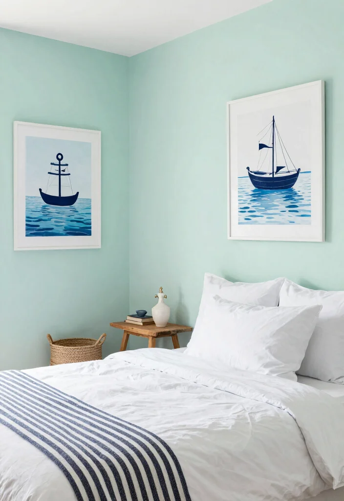 17 Blue Wall Art Bedroom Ideas With Calm Modern Energy - 9. Nautical Elements 1