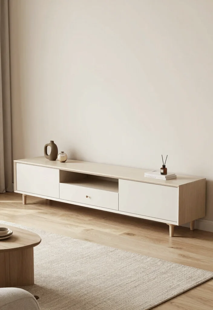 17 Japandi TV Unit Design Ideas With Minimal Warm Style - 12. Smart Storage Solutions 1