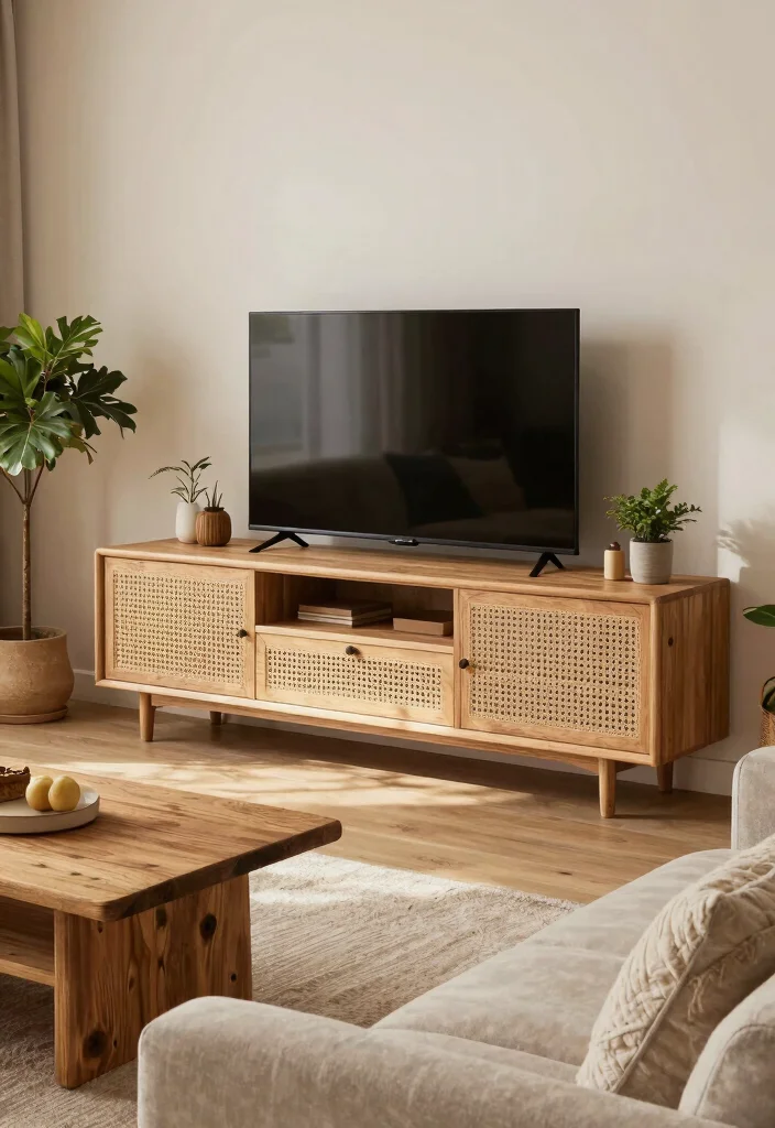 17 Japandi TV Unit Design Ideas With Minimal Warm Style - 5. Textured Finishes 1