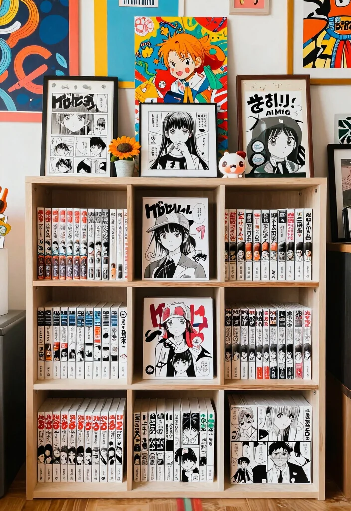 17 Manga Shelf Aesthetic Ideas for a Stylish Display - 15. Eclectic Mix: Blend Different Genres 1