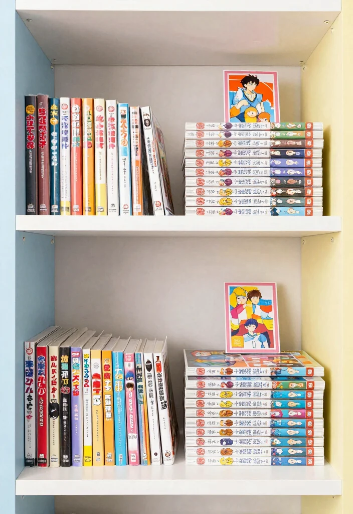 17 Manga Shelf Aesthetic Ideas for a Stylish Display - 4. Vertical vs. Horizontal Display: Finding Balance 1