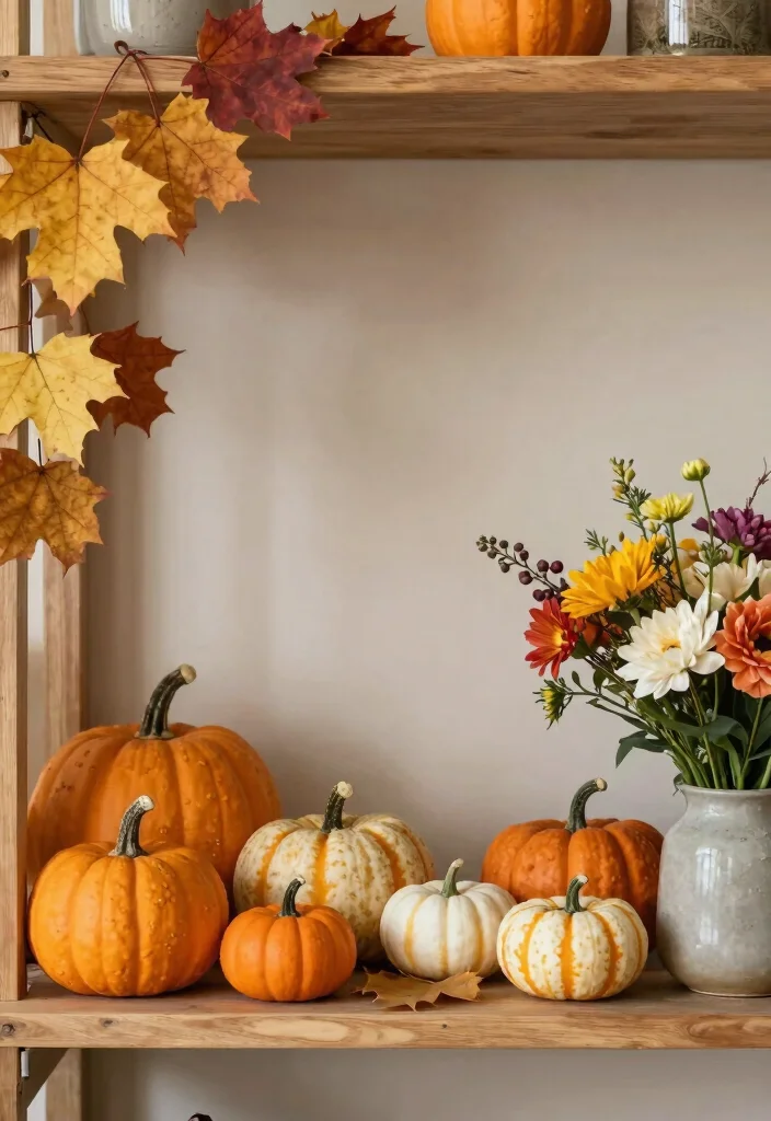 17 Shelf Decor Bedroom Ideas With Cozy Personality - 14. Seasonal Decor 1