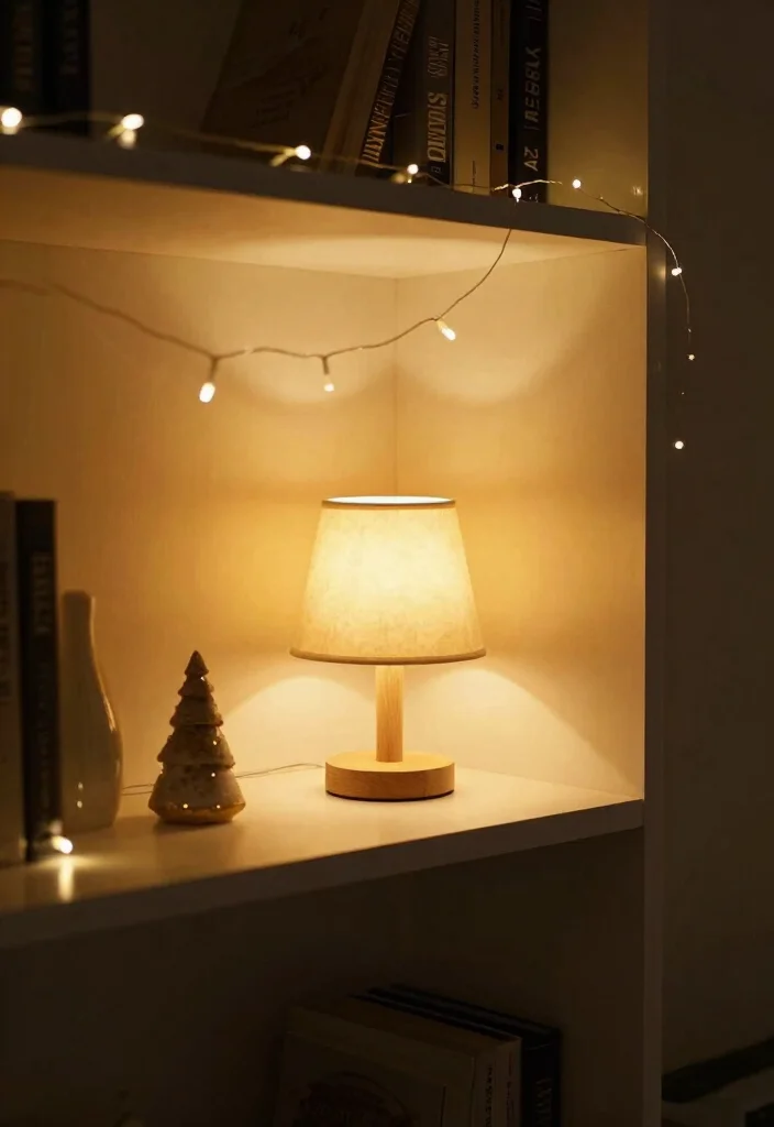 17 Shelf Decor Bedroom Ideas With Cozy Personality - 7. Cozy Lighting 1