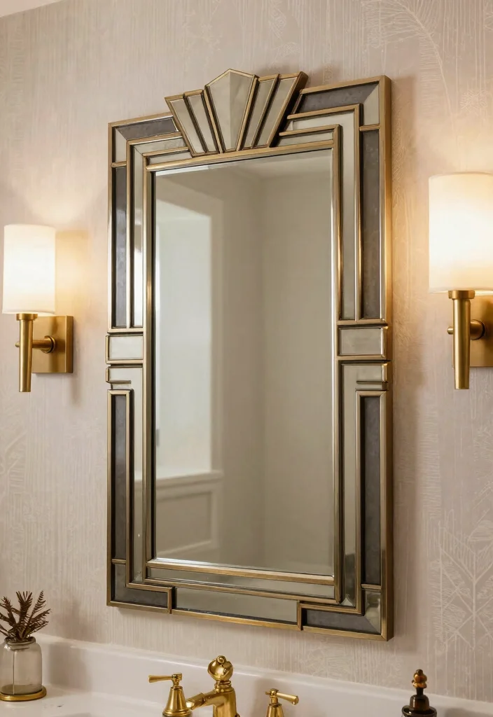 18 Antique Bathroom Mirror Ideas With Timeless Elegance - 10. Art Deco Mirrors 1