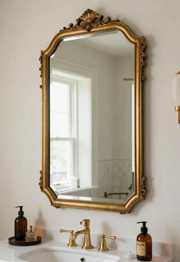 18 Antique Bathroom Mirror Ideas With Timeless Elegance - 16. Vintage Statement Mirrors 1