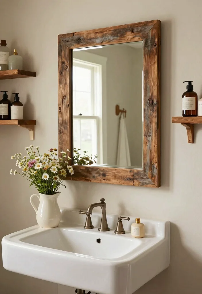 18 Antique Bathroom Mirror Ideas With Timeless Elegance - 2. Rustic Wood Frames 1