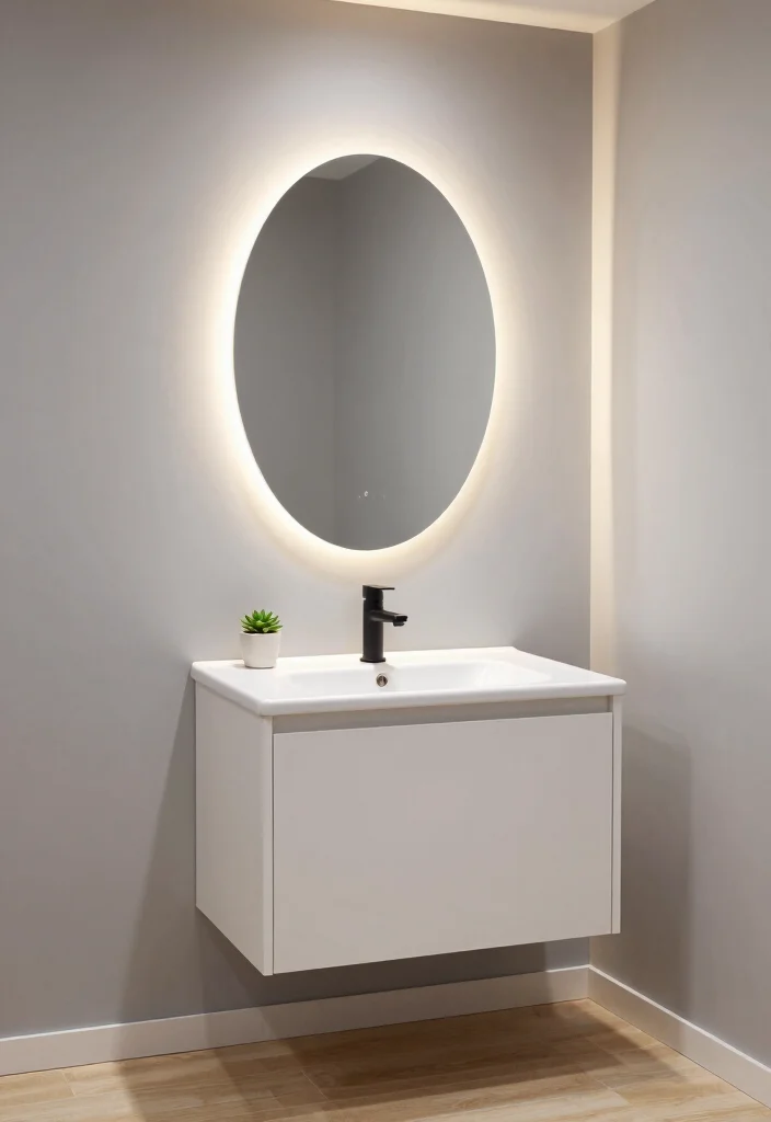 18 Oval Mirror Bathroom Ideas With Soft Elegant Curves - 1. Chic Minimalism 1
