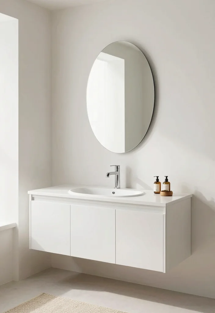 18 Oval Mirror Bathroom Ideas With Soft Elegant Curves - 10. Floating Features 1