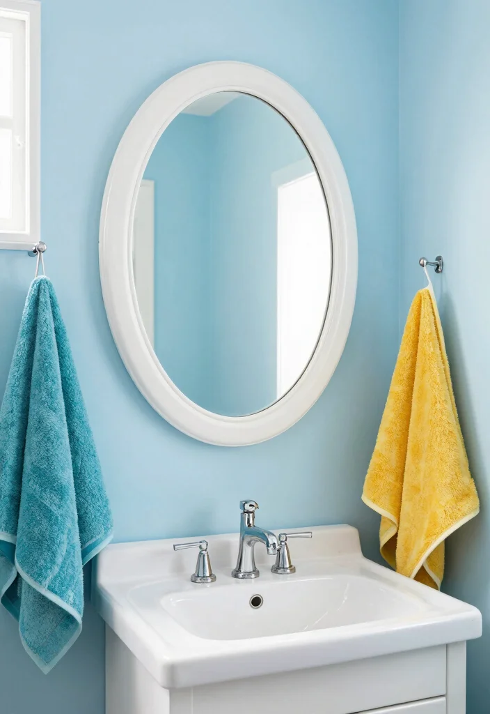 18 Oval Mirror Bathroom Ideas With Soft Elegant Curves - 15. Fresh and Bright 1