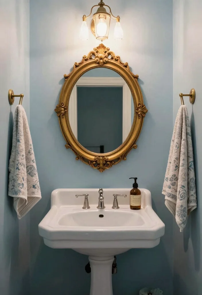 18 Oval Mirror Bathroom Ideas With Soft Elegant Curves - 2. Vintage Glam 1