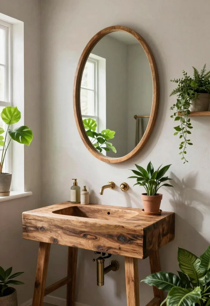 18 Oval Mirror Bathroom Ideas With Soft Elegant Curves - 4. Natural Elements 1