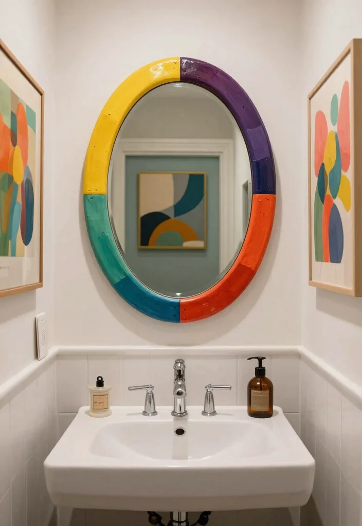 18 Oval Mirror Bathroom Ideas With Soft Elegant Curves - 5. Artistic Touch 1