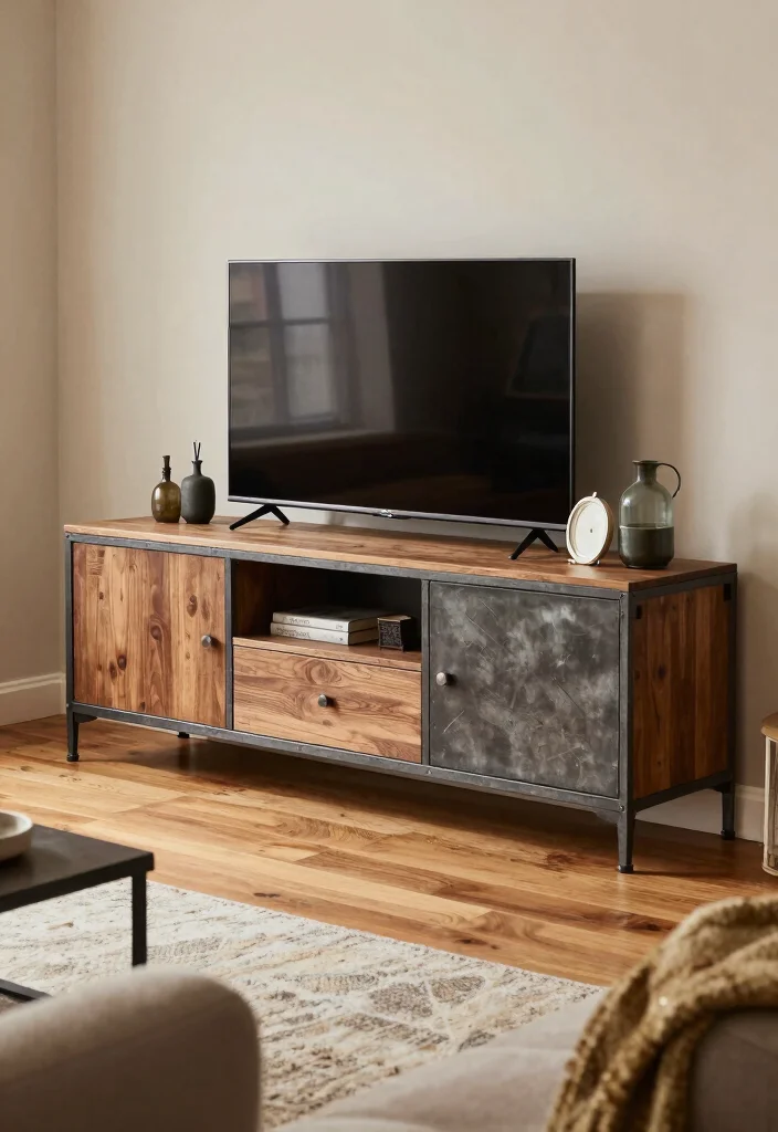 18 TV Unit Design Small Space Ideas That Maximize Style - 6. Industrial-Style Units 1