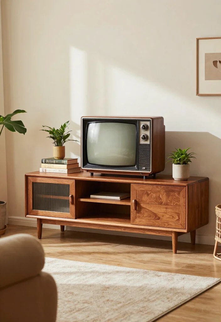 18 TV Unit Design Small Space Ideas That Maximize Style - 8. Vintage Charm Units 1