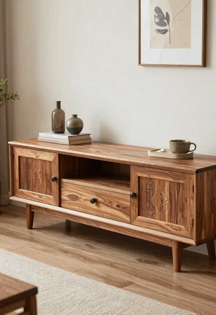 18 Wooden TV Stand Designs Ideas With Modern Rustic Appeal - 10. Artisan-Crafted Pieces 1