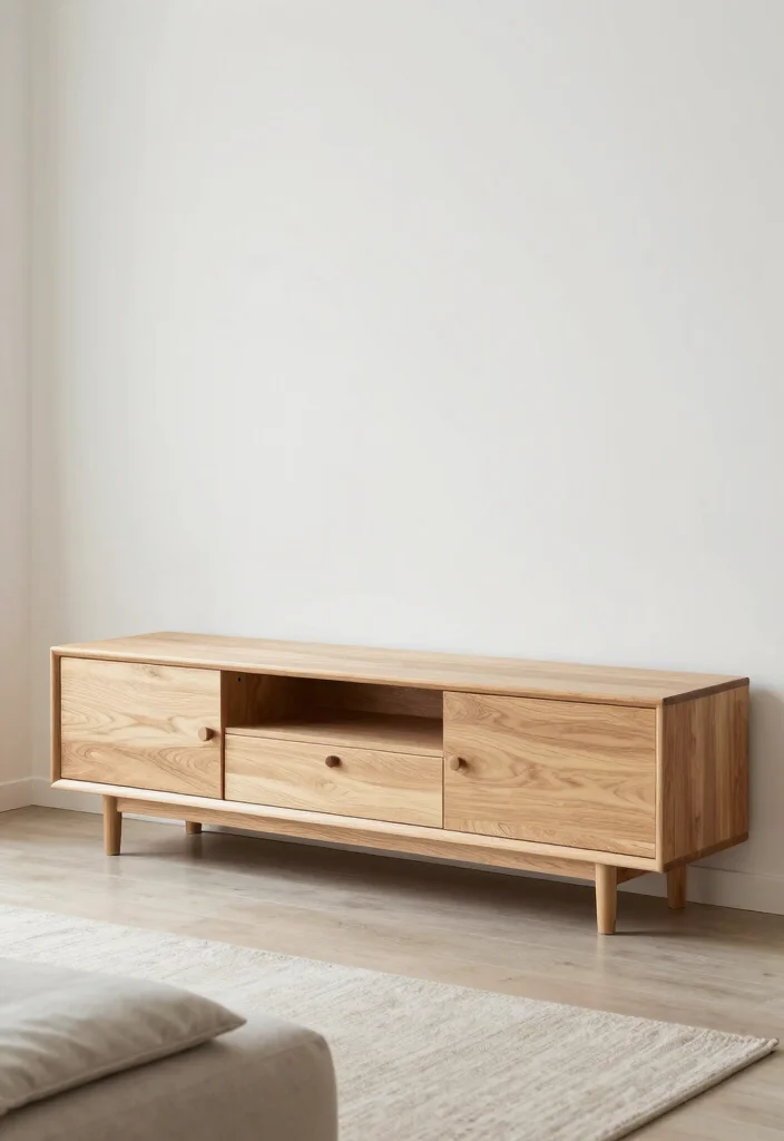 18 Wooden TV Stand Designs Ideas With Modern Rustic Appeal - 11. Minimalist Approach 1