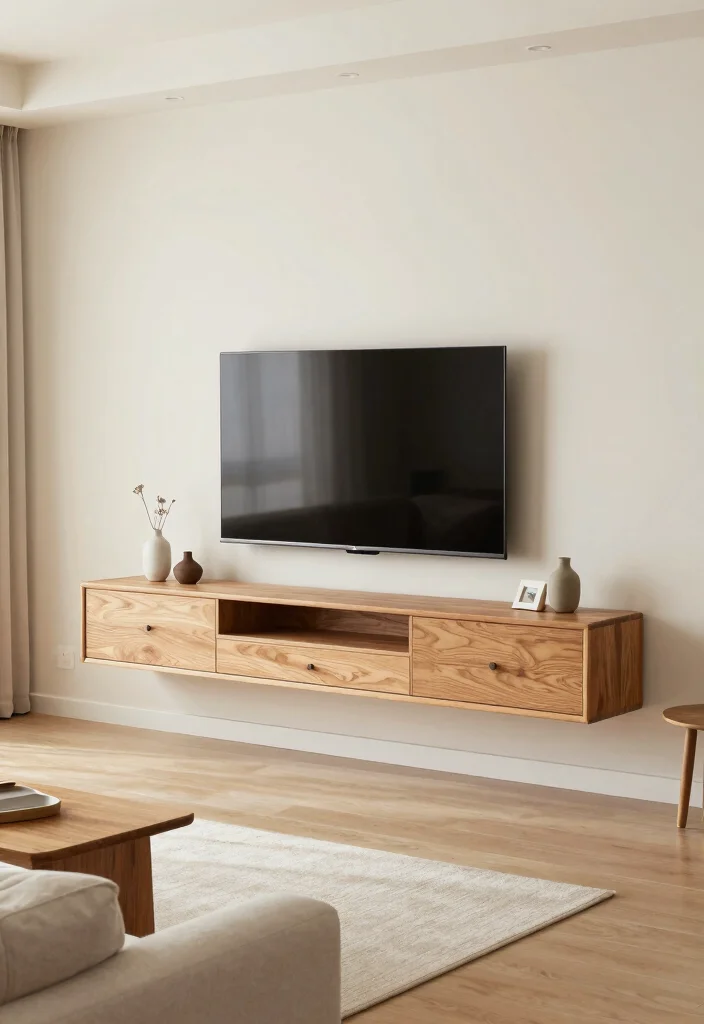 18 Wooden TV Stand Designs Ideas With Modern Rustic Appeal - 5. Floating Wooden Stands 1