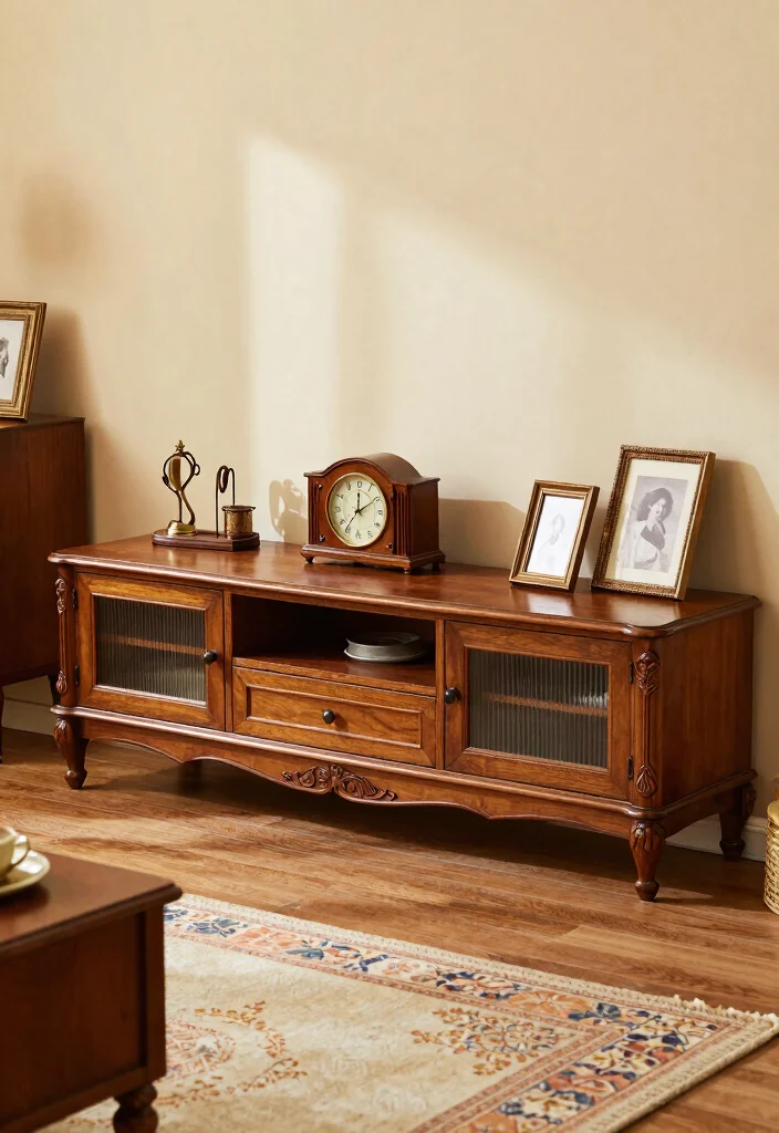 18 Wooden TV Stand Designs Ideas With Modern Rustic Appeal - 6. Vintage-Inspired Designs 1