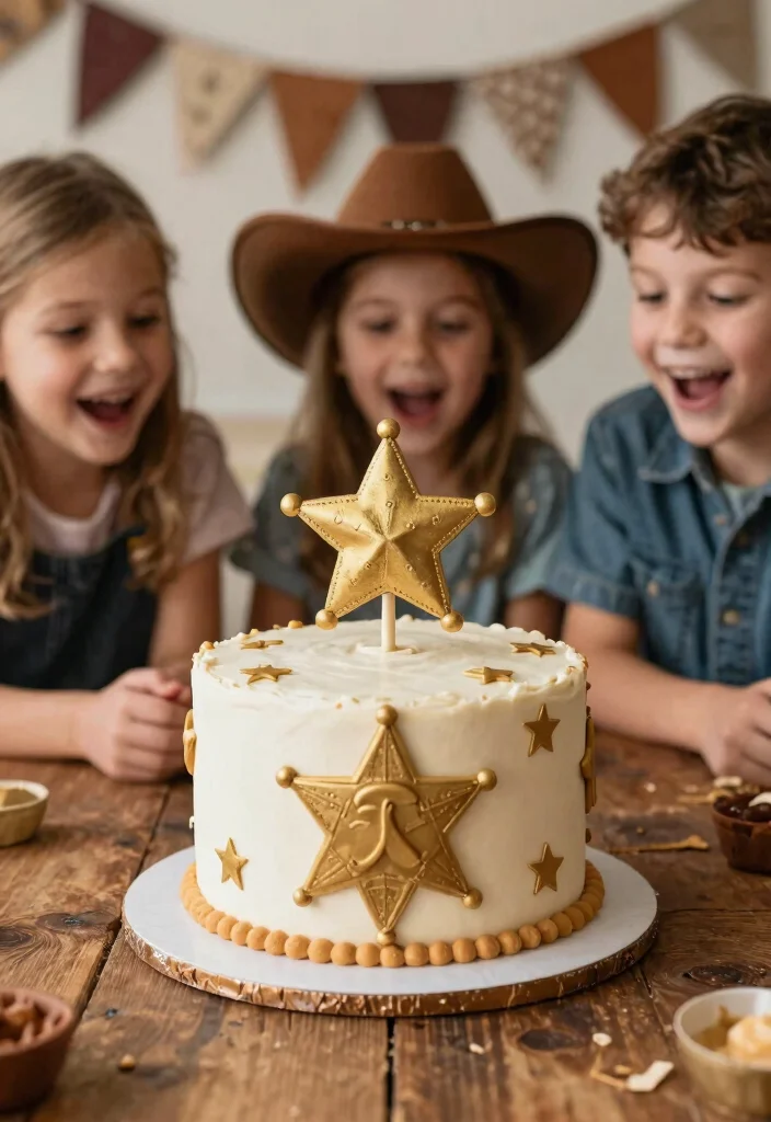 12 Cowboy Smash Cake Ideas That Hold Shape Through the Smash - 12. Sheriff’s Badge Cake 1