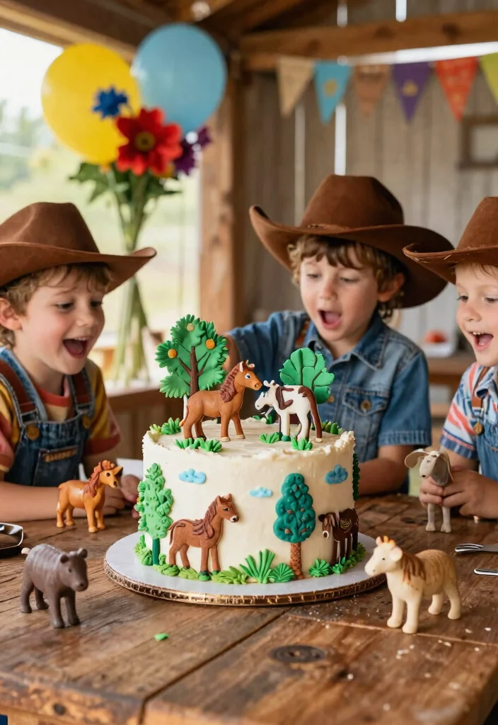 12 Cowboy Smash Cake Ideas That Hold Shape Through the Smash - 3. Barnyard Friends Cake 1