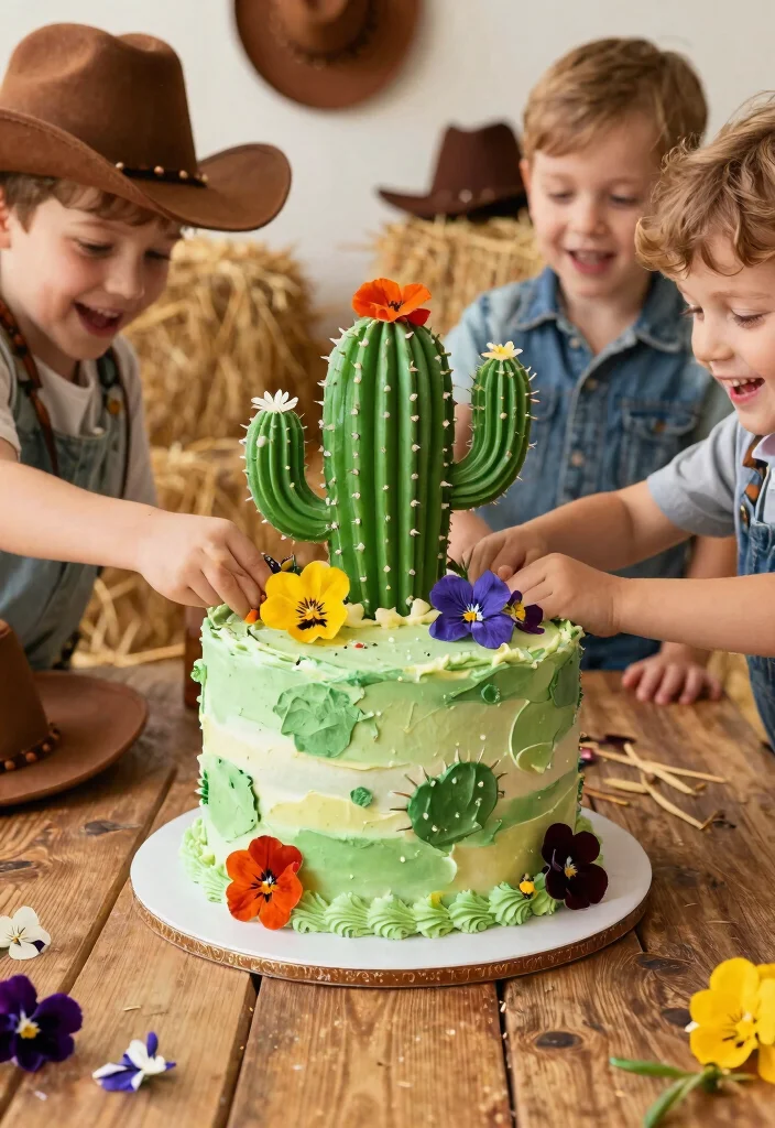 12 Cowboy Smash Cake Ideas That Hold Shape Through the Smash - 4. Cactus-themed Smash Cake 1