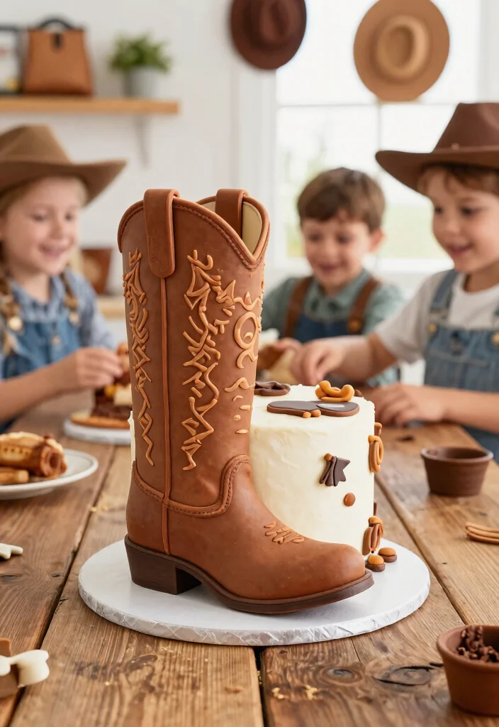 12 Cowboy Smash Cake Ideas That Hold Shape Through the Smash - 8. Cowboy Boots Cake 1
