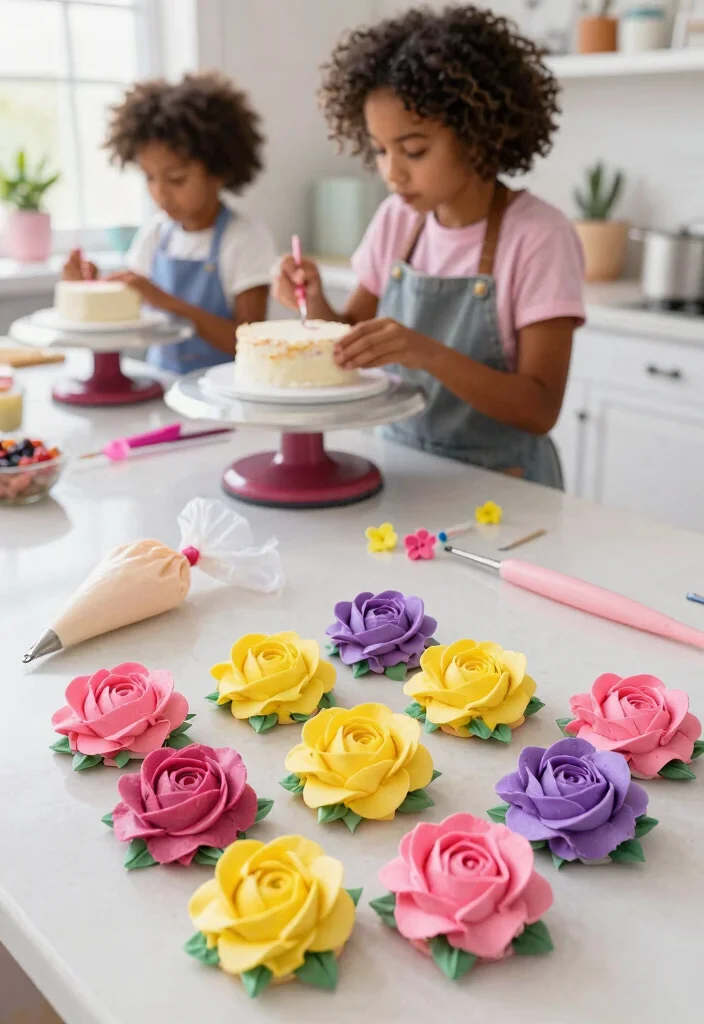12 Korean Cake Decoration Ideas With Crisp Buttercream Lines for Beginners - 1. Simple Buttercream Flowers 1