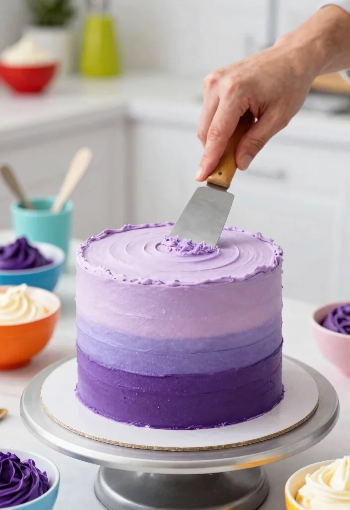 12 Korean Cake Decoration Ideas With Crisp Buttercream Lines for Beginners - 3. Ombre Buttercream Effect 1