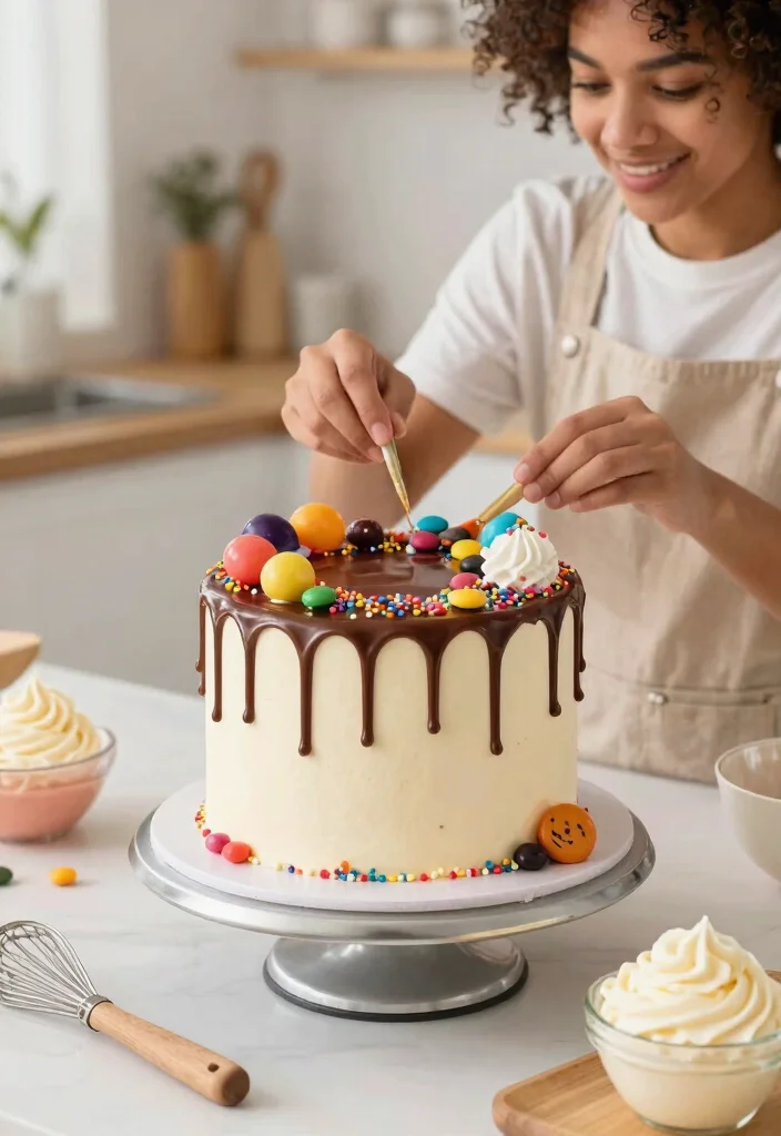 12 Korean Cake Decoration Ideas With Crisp Buttercream Lines for Beginners - 8. Whimsical Drip Cakes 1