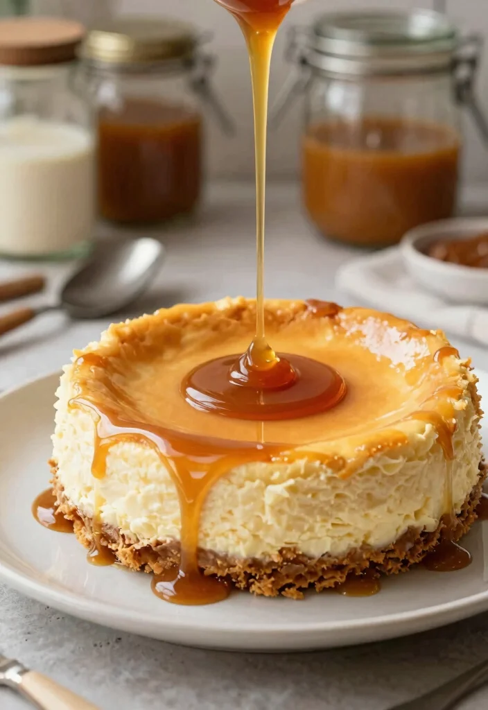 12 Lotus Cheesecake Decoration Ideas That Don't Crack When Sliced - 4. Caramel Drizzle Delight 1