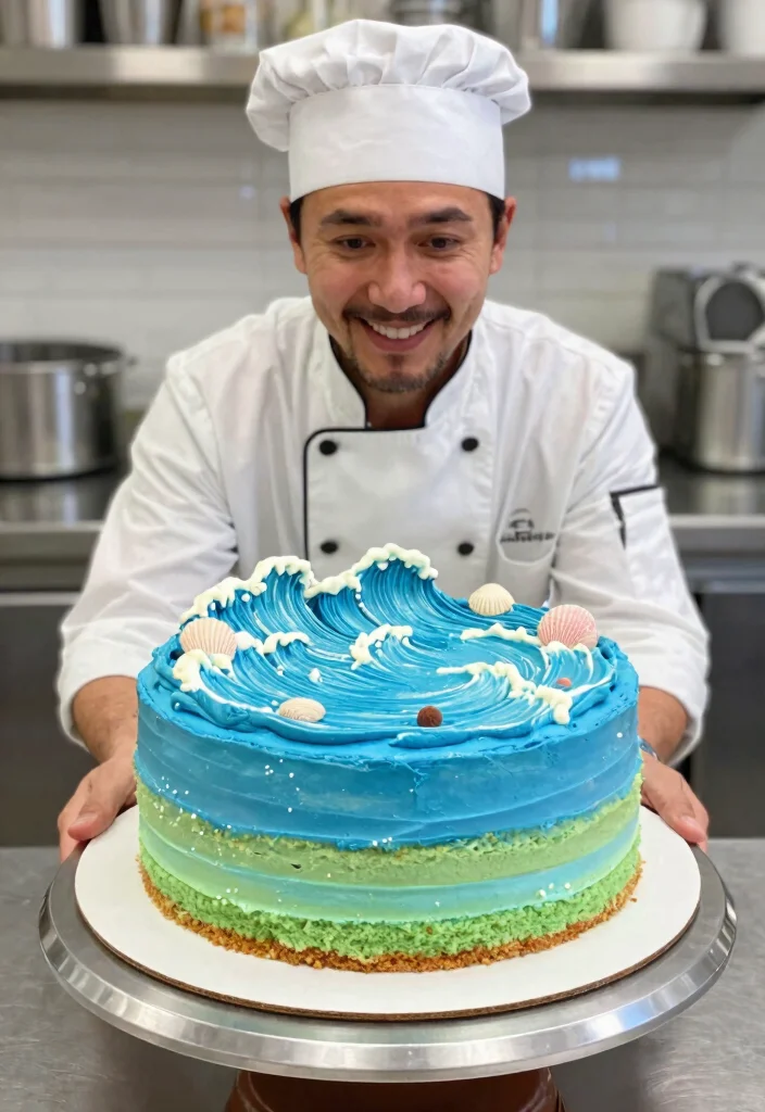 12 Mermaid Birthday Cake Ideas That Don't Collapse in Heat - 12. Ocean Wave Surprise Cake 1